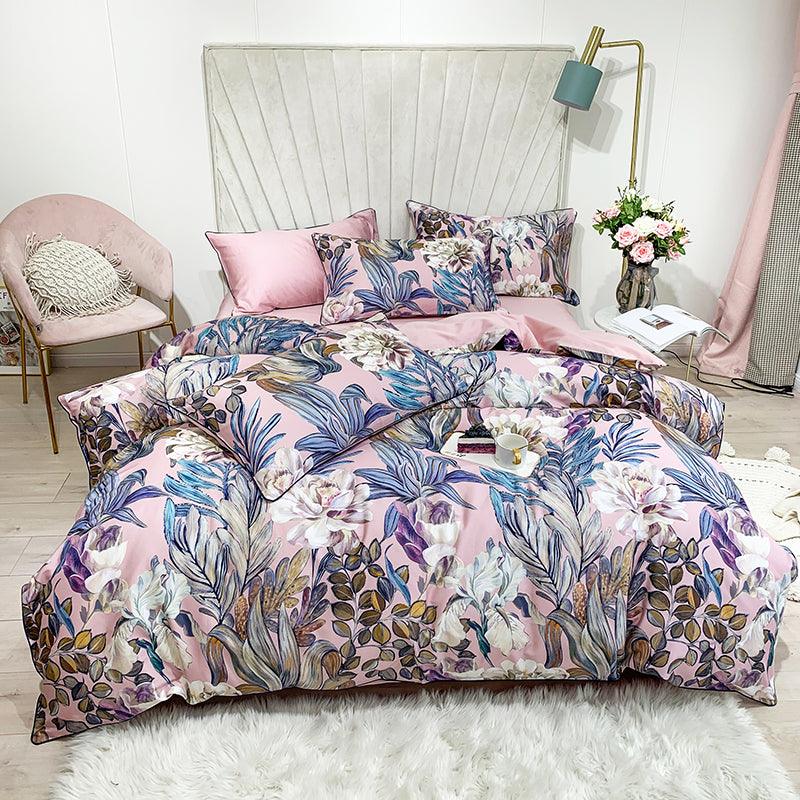 Embrace Tranquility: American Pastoral Bliss with 60's Long-staple Cotton Four Seasons Bedding Four-Piece Set1.8m Pink 