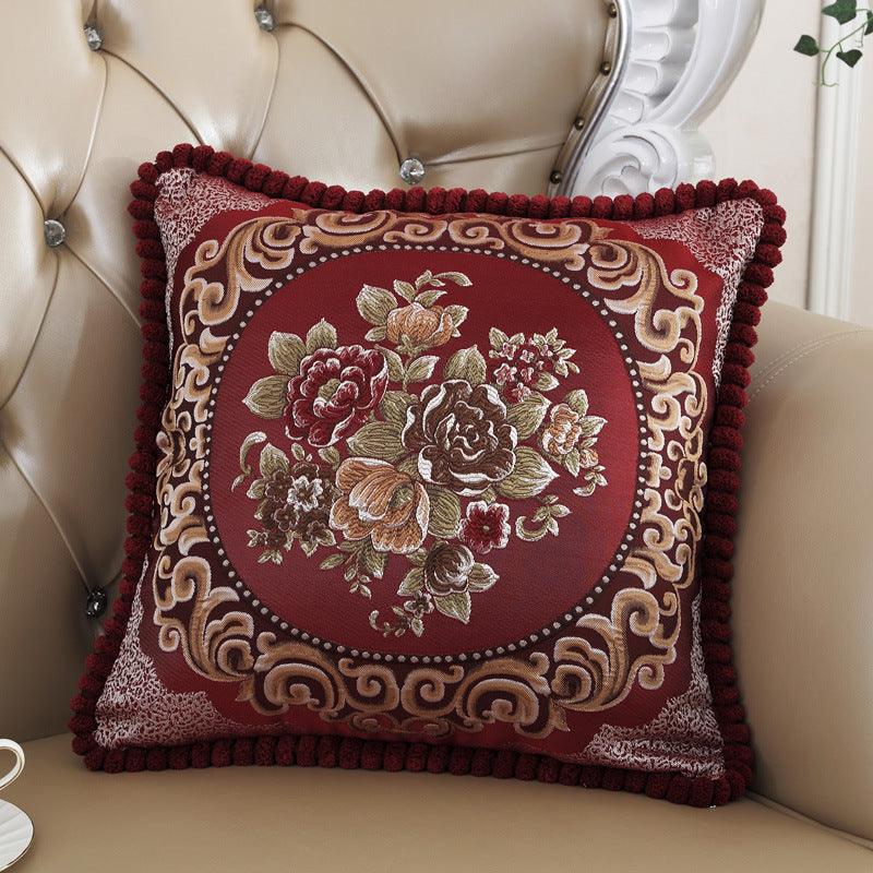 Embroidered Jacquard Classic Style Cushion CoverWine Red 50x50CM 