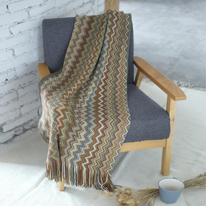 European And American Bohemian Knitted BlanketYellow 150x130 