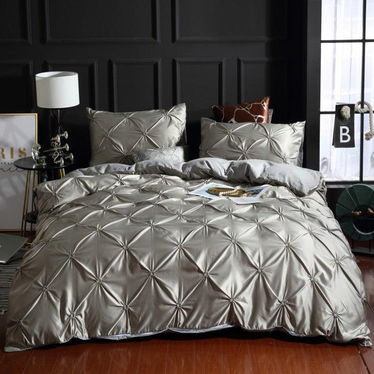 European Charm: Washed Silk Three-Piece Solid Color Bedding SetSilver gray 200x230 3pcs 