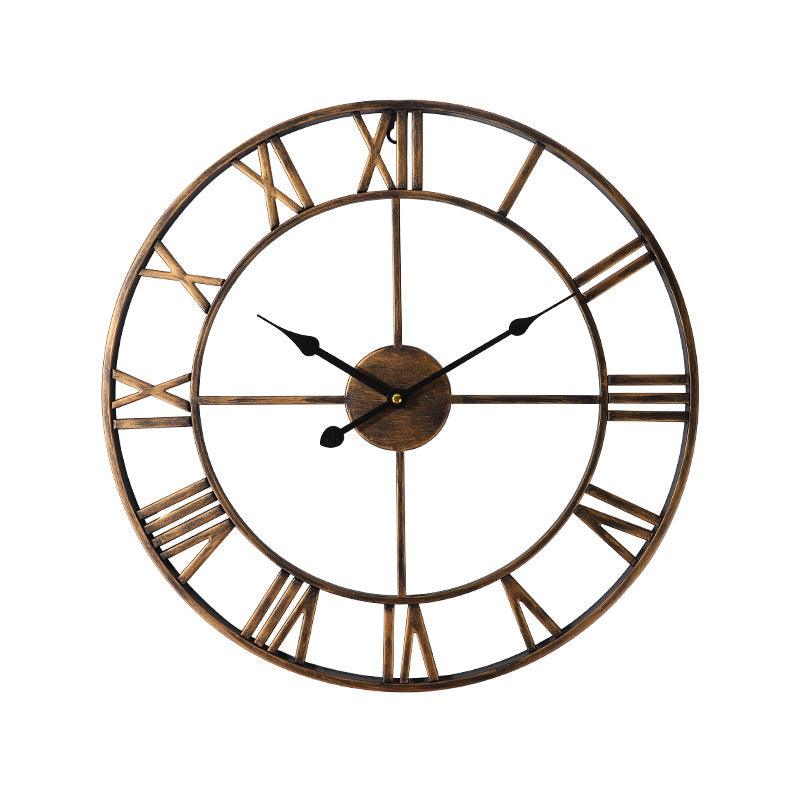 European Style Creative Wall Clock Retro Decorative Wrought Iron Wall Clock Mute ClockVintage gold 40cm 