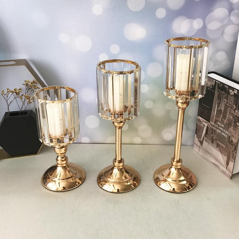 European Style Golden Crystal Candle Holder Cross-Border Home Decoration Ornaments  