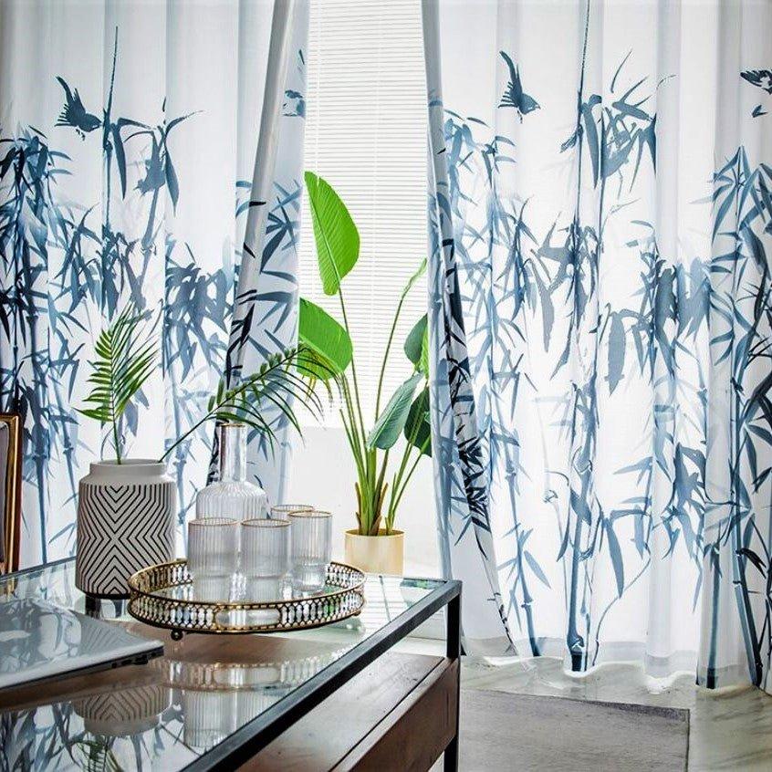 Evela bamboo pattern custom made sheer curtain  