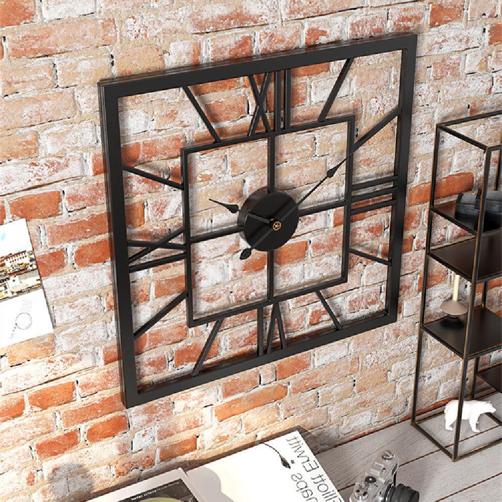 Fashion Simple Iron Art Squared Black Wall Clock  