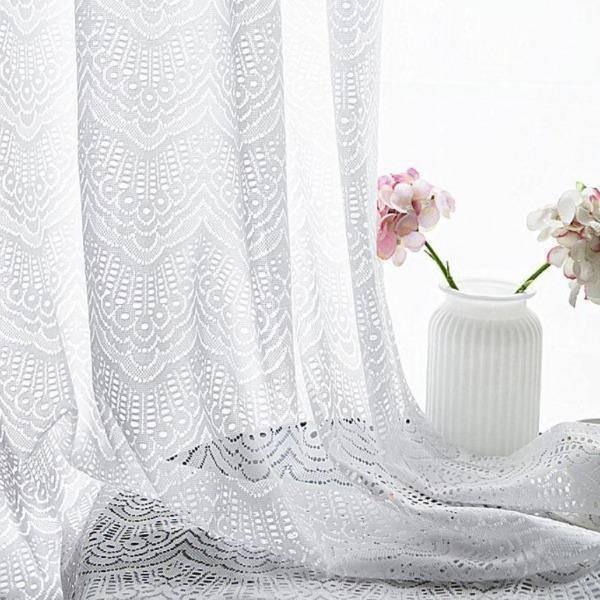 Floyd romantic white lace custom made sheer curtain100 cm x 250 cm Pencil Pleat 
