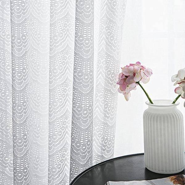 Floyd romantic white lace custom made sheer curtain  