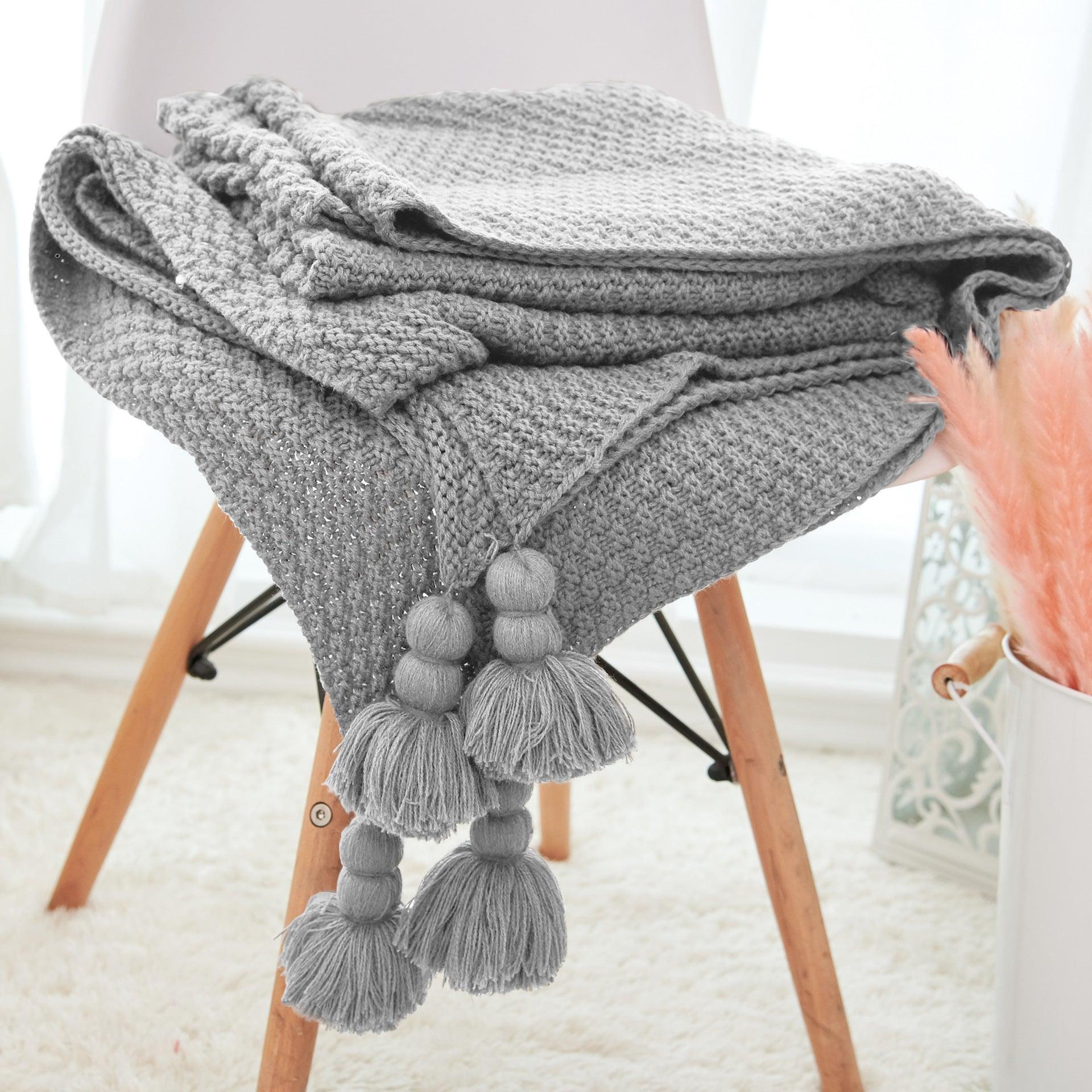 Fringed Knitted Pineapple Pendant Baby BlanketLight Grey 120x150 