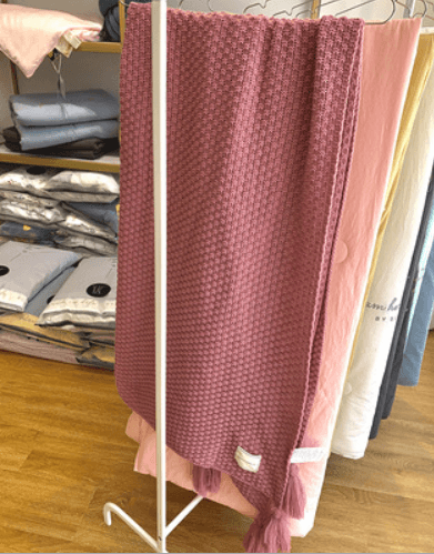 Fringed Knitting Blanket Wool BlanketPink 130cmx170cm 