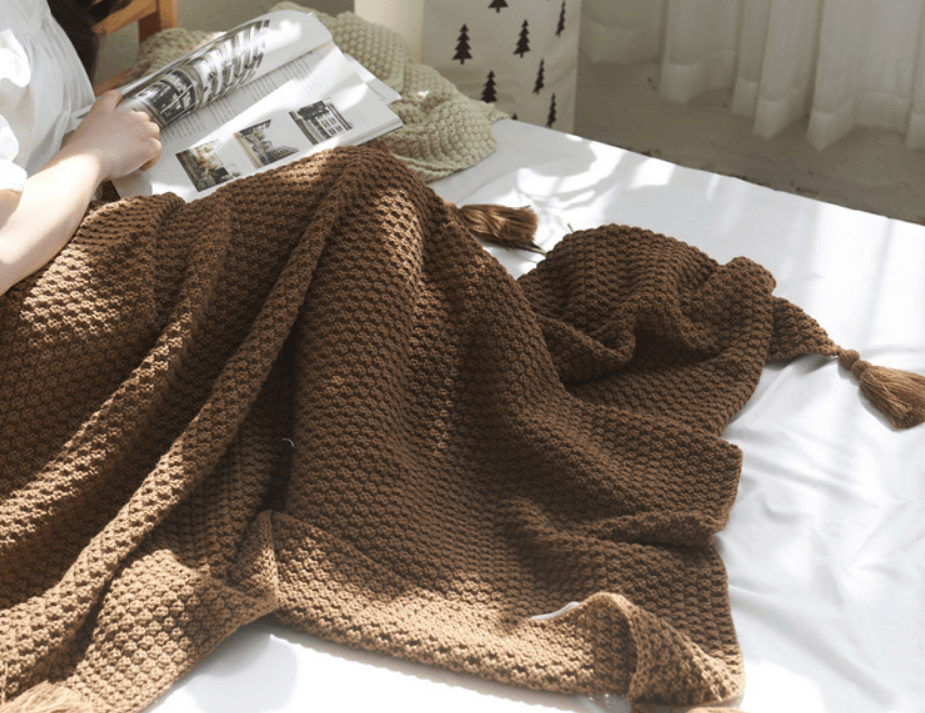 Fringed Knitting Blanket Wool Blanket  