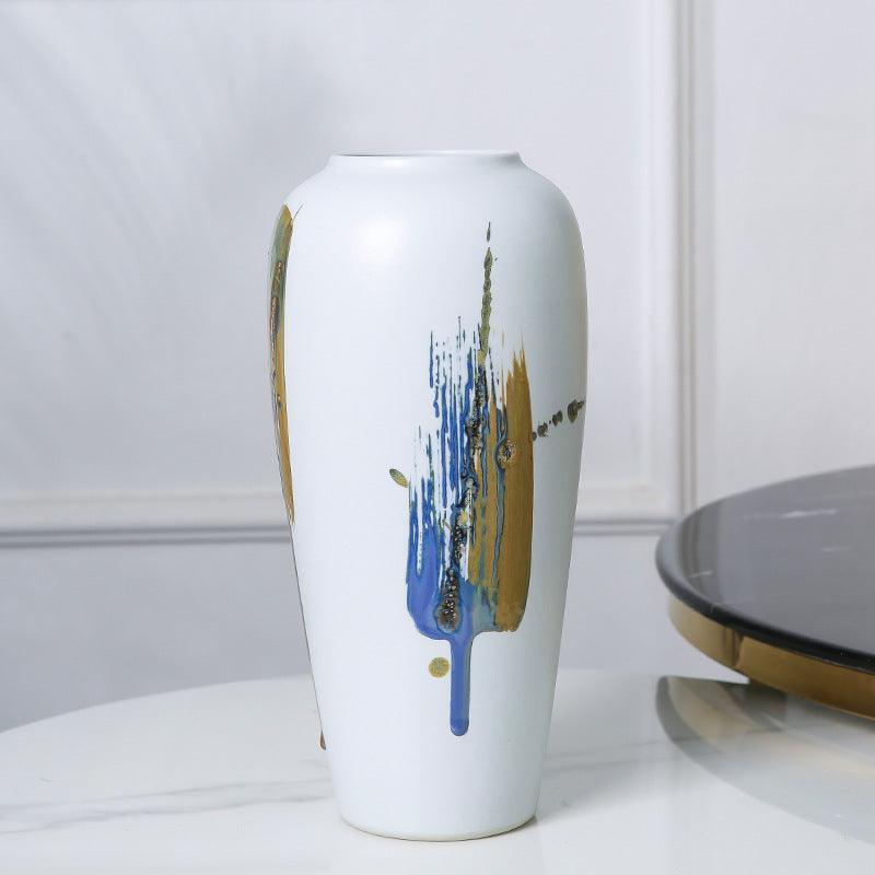 Frosted Elegant Home Decoration White Ceramic VaseWhite L 