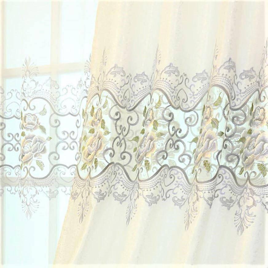 Gissa luxury beige floral pattern custom made curtain  