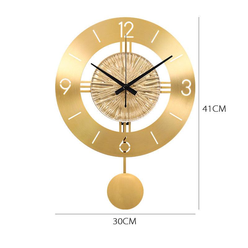 Gold Metal Wall Clock With Elegant PendulumGold  
