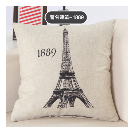 Great Buildings Print Pillow Cases - London, Paris, New York Decorative Pillows in Cotton Linen for Stylish Home Decor, Square Throw Pillows Cover01  
