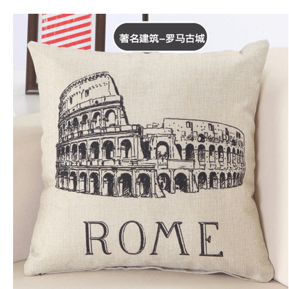 Great Buildings Print Pillow Cases - London, Paris, New York Decorative Pillows in Cotton Linen for Stylish Home Decor, Square Throw Pillows Cover05  