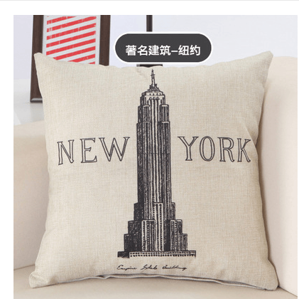 Great Buildings Print Pillow Cases - London, Paris, New York Decorative Pillows in Cotton Linen for Stylish Home Decor, Square Throw Pillows Cover04  