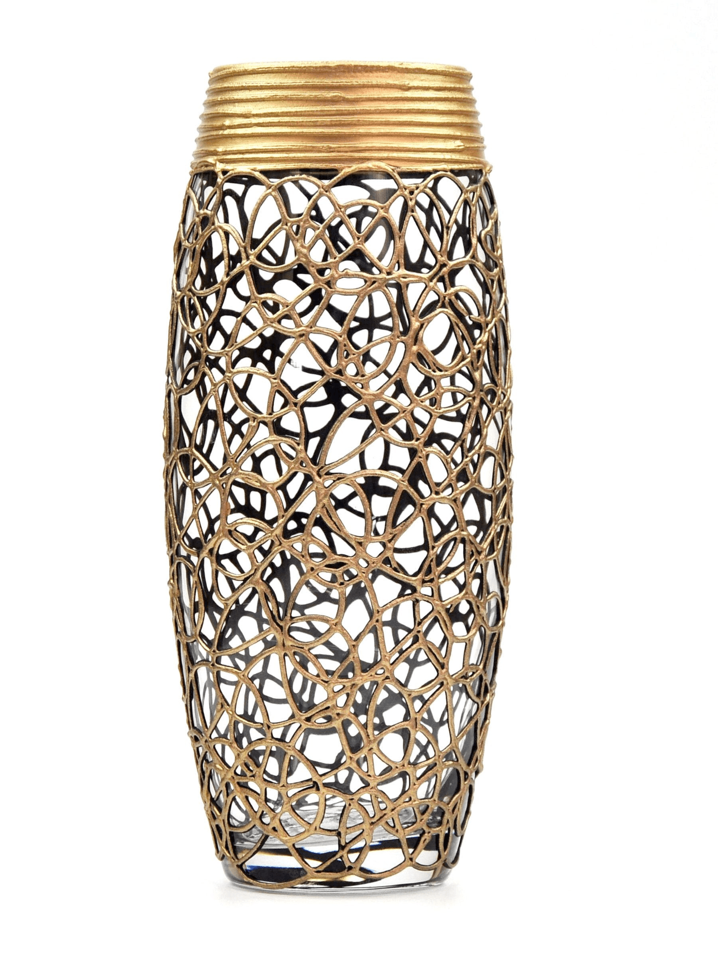 Handpainted Glass Vase | Gold Infinity Art | Interior Design Home Decor | Table vase | 7736/250/888  