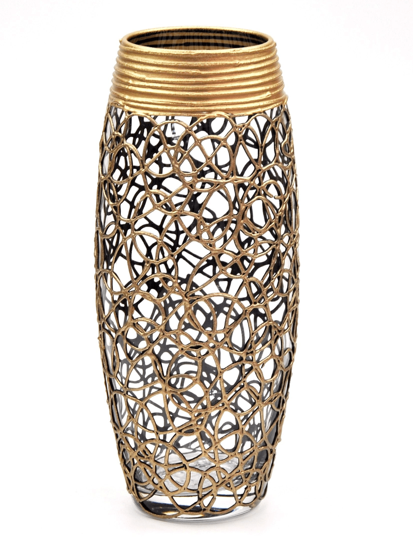 Handpainted Glass Vase | Gold Infinity Art | Interior Design Home Decor | Table vase | 7736/250/888  