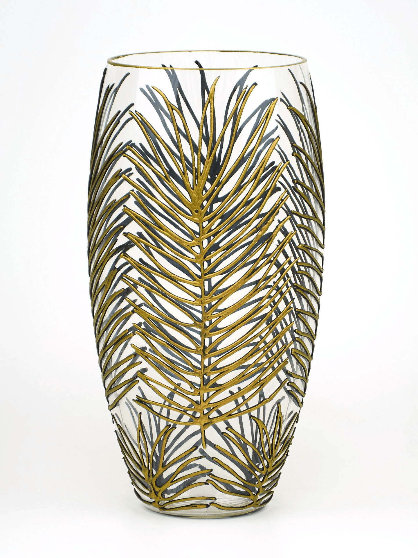 Handpainted Glass Vase for Flowers | Art Tropical Oval Vase | Interior Design Home Room Decor | 7518/300/sh142  