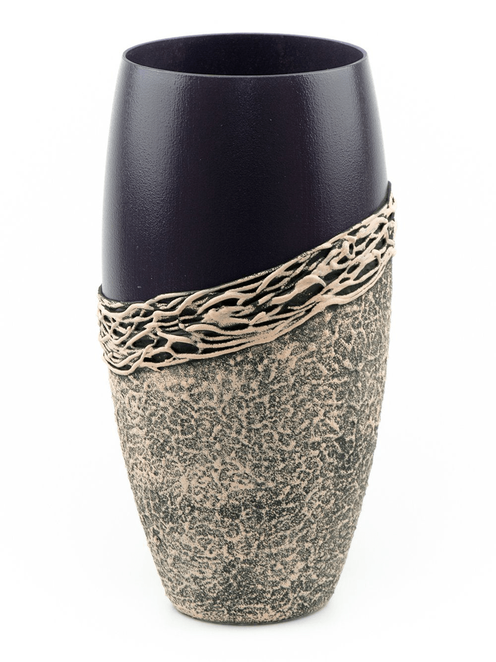 Handpainted Glass Vase for Flowers | Painted Art Glass Violet Oval Vase | Interior Design Home Room Decor | Table vase 12 inch | 7518/300/sh039  
