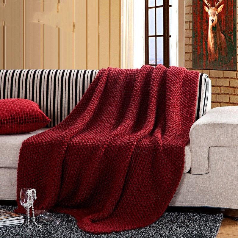 Home Fashion Textile Handmade Shaggy BlanketWine Red 127x153cm 