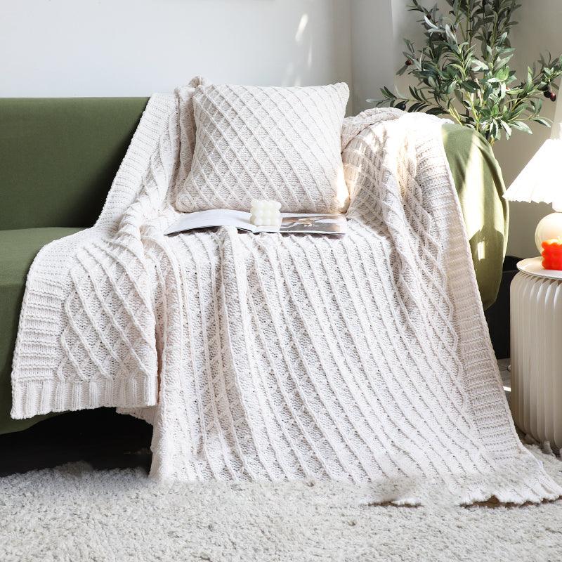 Household Simple Thickened Soft Chenille Knitted Blanket  