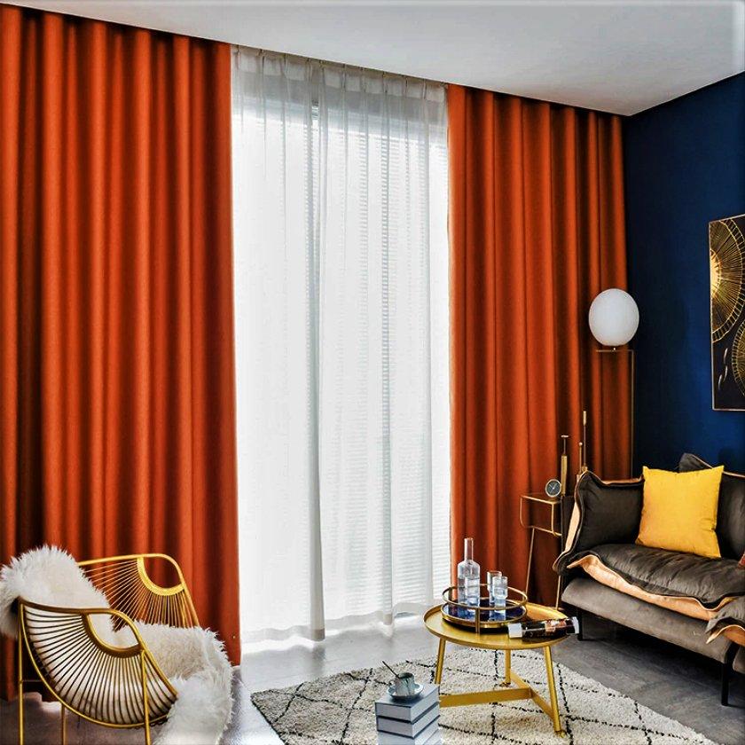 Iraina bright orange blackout custom made curtain  