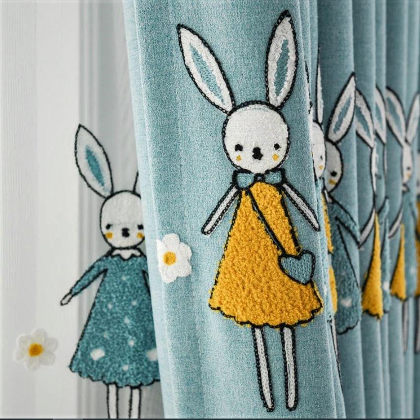 Ivery rabbit pattern kids room custom made curtain  