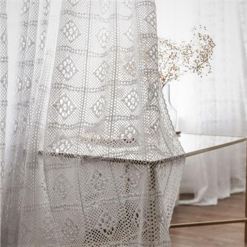 Jolie white lace custom made semi-transparent curtain100 cm x 250 cm Pencil Pleat 