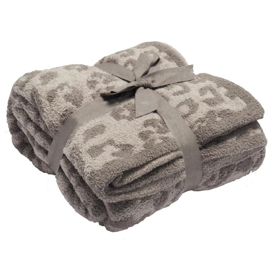 Knitted Leopard Blanket Plus Velvet Knitted Jacquard Barefoot Dream BlanketMika 127x152 