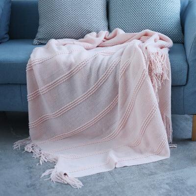 Knitted Sofa Blanket Air Conditioner Blanket Bedding Blanket Plain Color  