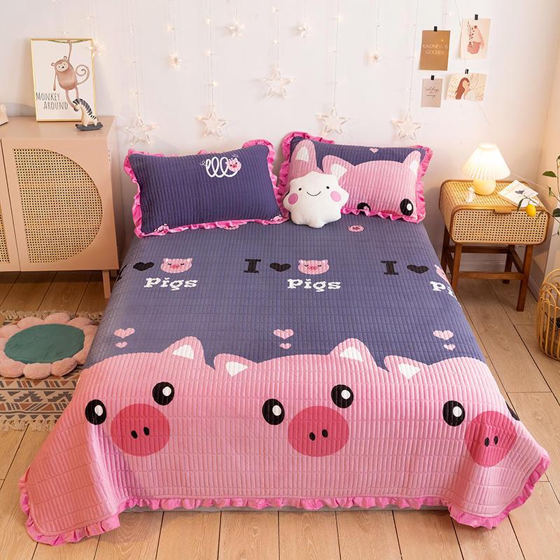 Korean Style Warm Crystal Velvet Bed Cover – Cozy Elegance for Your BedroomPink c 200x230cm 