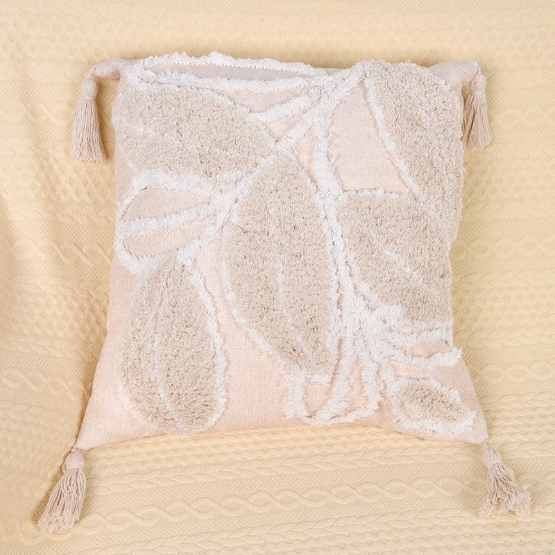 Leafy Elegance: Tufted Throw Pillowcase for Sofa Bed - Enhance Your Home Living Room DecorLeaf beige 45x45cm 