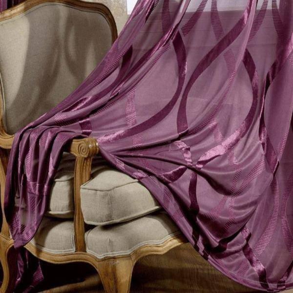 Liva jacquard white, blue, brown or purple sheer curtain  