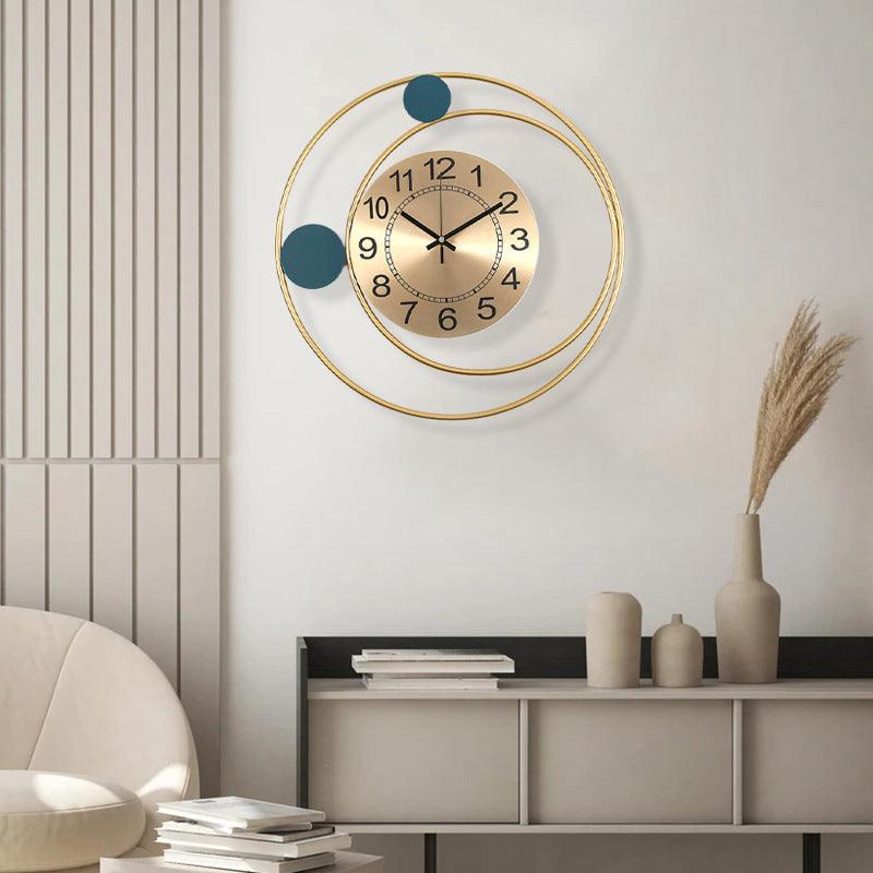 Living Room Fashionable Gold Metal Wall Clock  