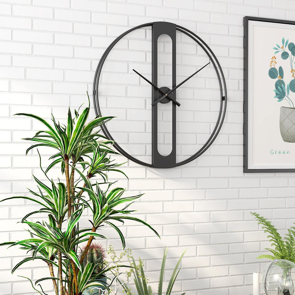 Living Room Metal Black Modern Wall Clock  