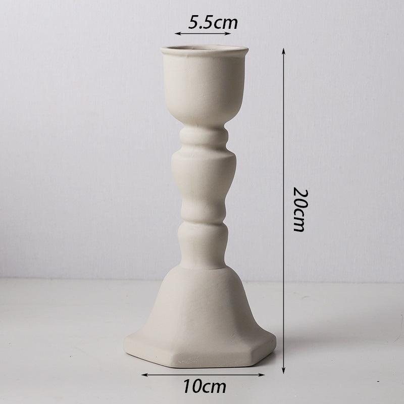 Living Room Plain Ceramic Vase Candle Holder OrnamentsHexagonal bottom  