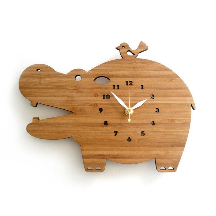 Log hippo wall clockBrown  