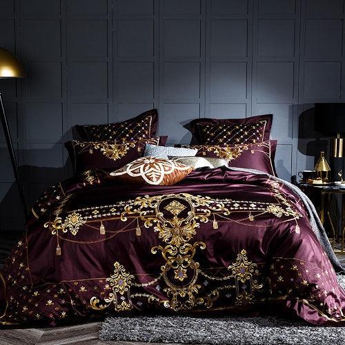Luxurious Comfort: Four-Piece Egyptian Long Staple Cotton Bedding SetRed 2.0 
