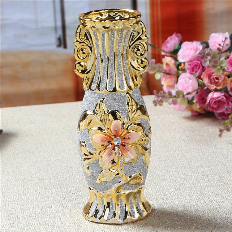 Luxury Old Fashioned Golden Ceramic Decoration Vase9058color 24.5cm 