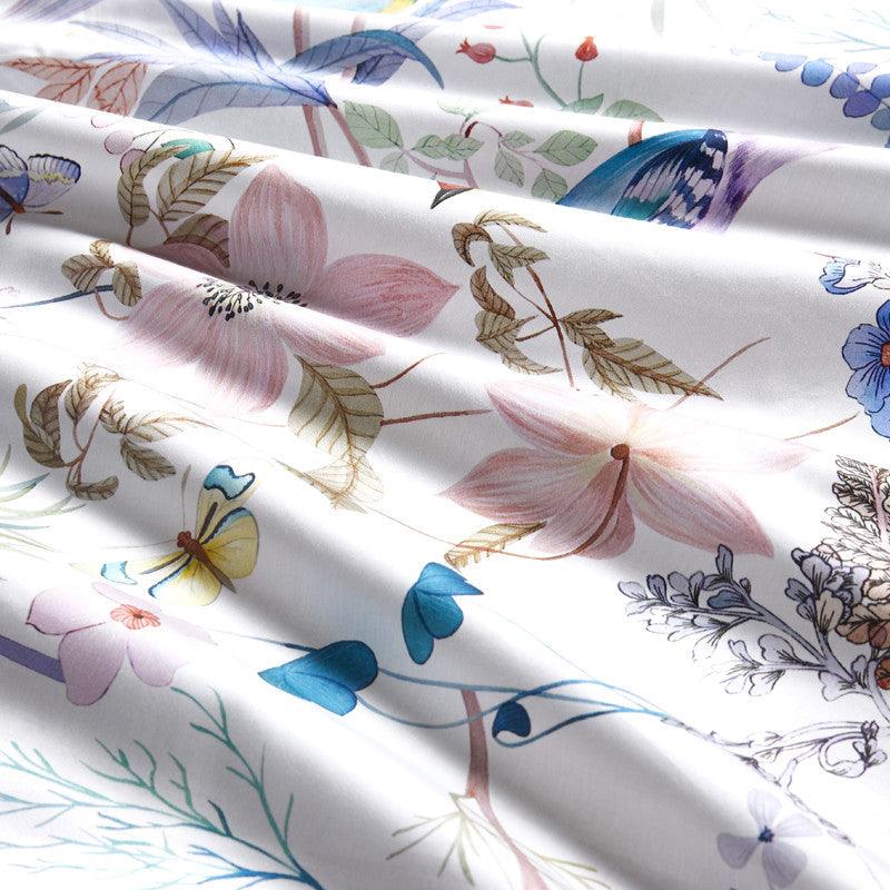 Luxury Silk Touch: Four-Piece Cotton Bedding Set with Exquisite Printed Pattern  