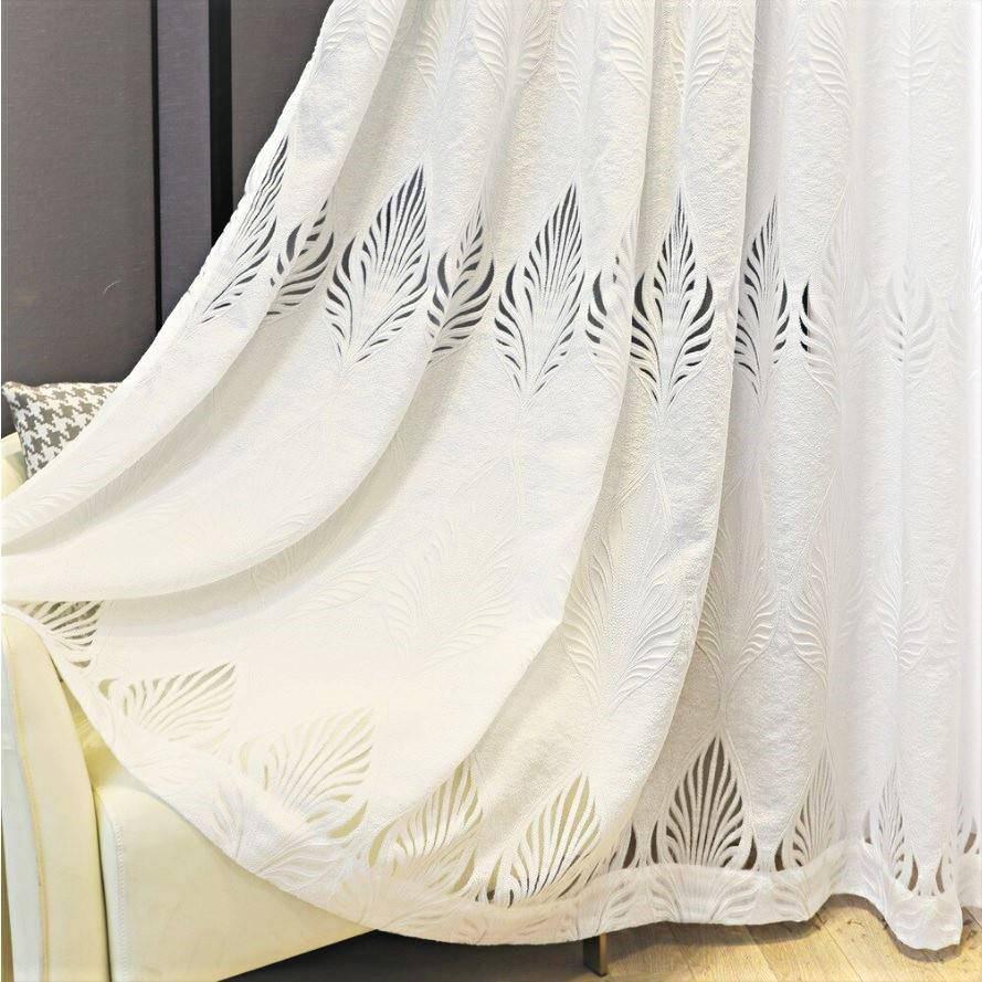 Merle white floral transparent custom made curtain  