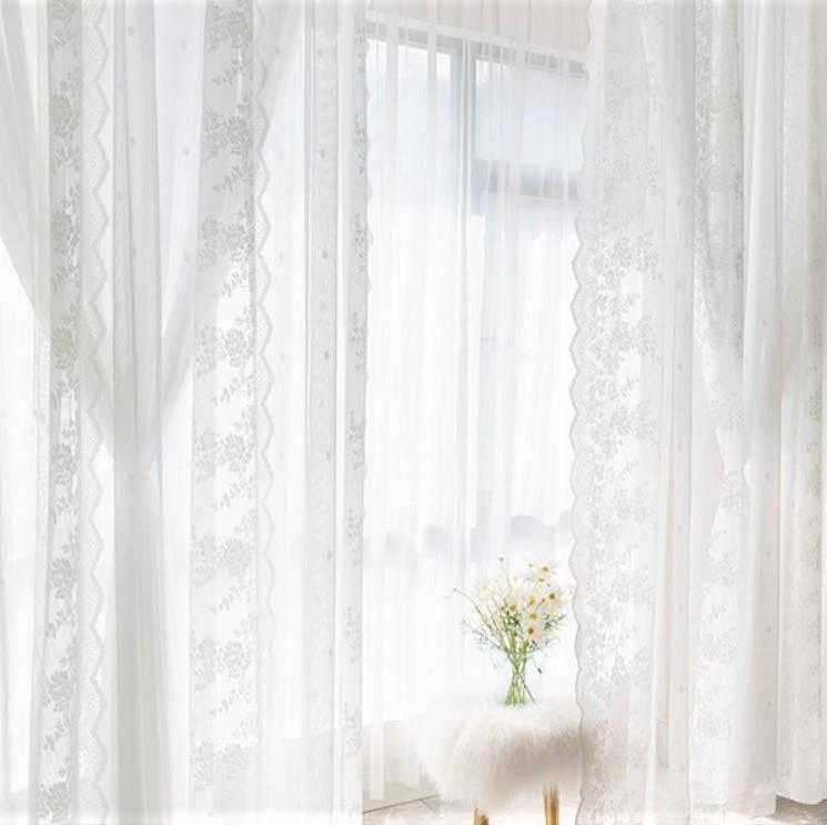 Mia romantic white lace custom made curtain  