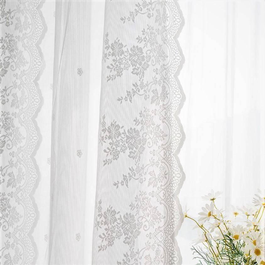Mia romantic white lace custom made curtain100 cm x 250 cm Pencil Pleat 