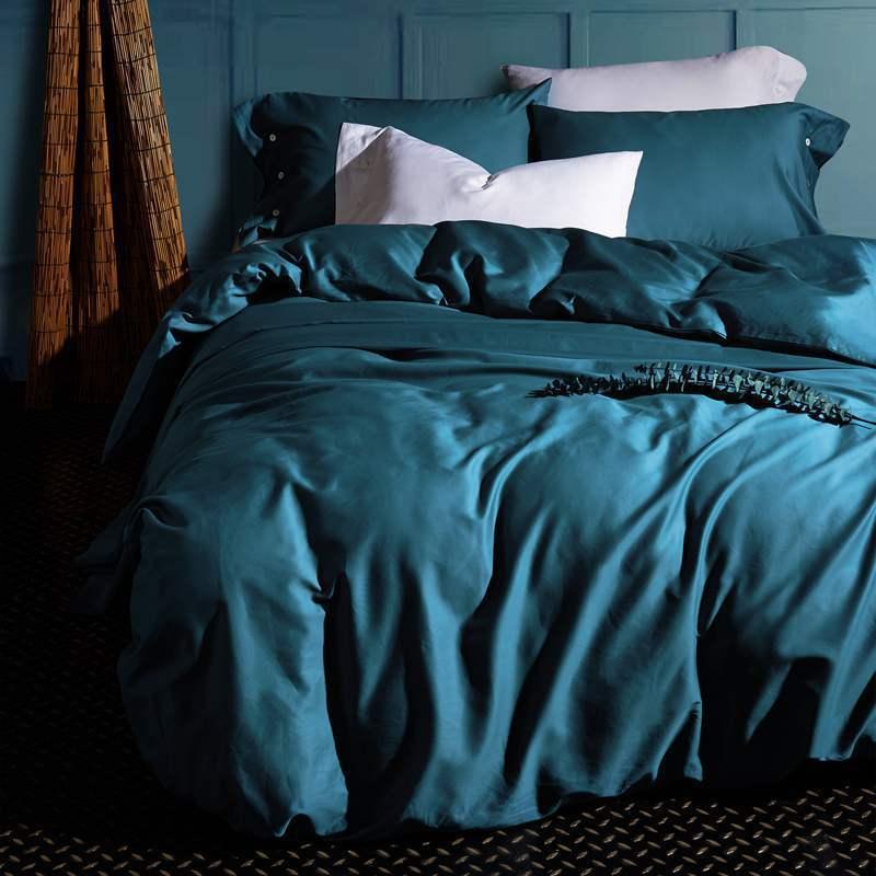 Modern Elegance: Stylish Solid Color Satin Bedding SetMoonlight blue 2 m 
