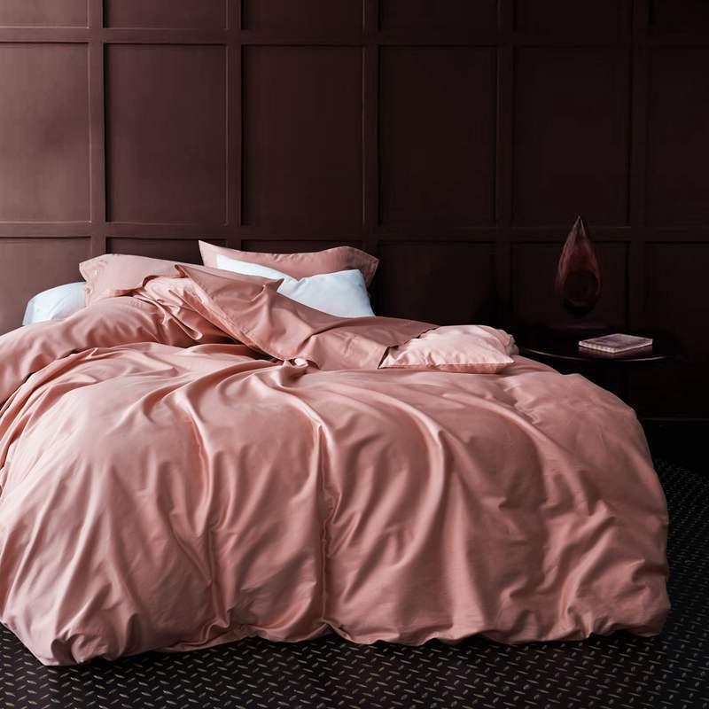 Modern Elegance: Stylish Solid Color Satin Bedding SetPink 2 m 