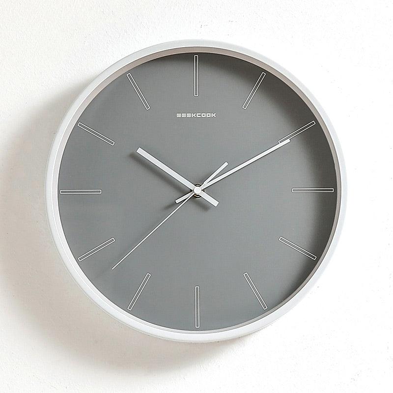 Modern Minimalist Wall Mute Wall Clock Living Room Clock Fashion Light Luxury Minimalist Clock30 cm Metal white 