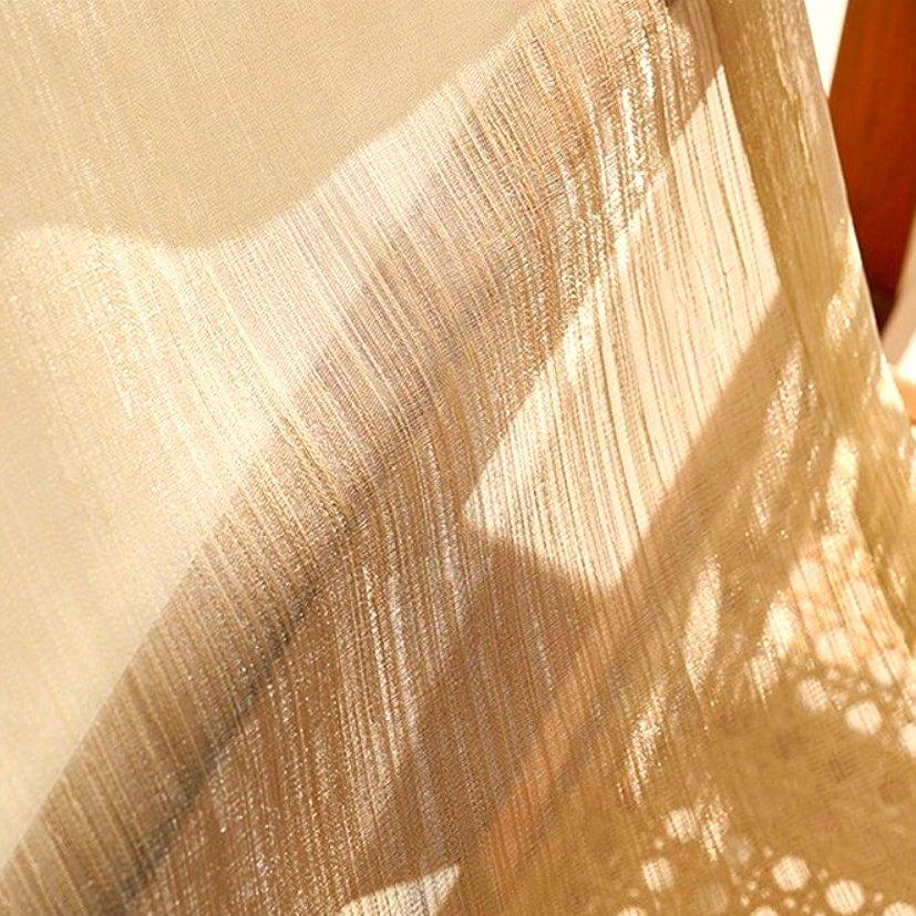 Nelma sparkling sheer custom made curtainGold 100 cm x 250 cm Pencil Pleat