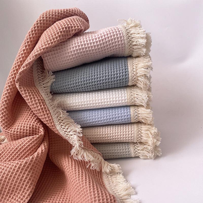 New Nordic Style Cotton Tassel Side Blanket Baby Bath Towel Covering Blanket  