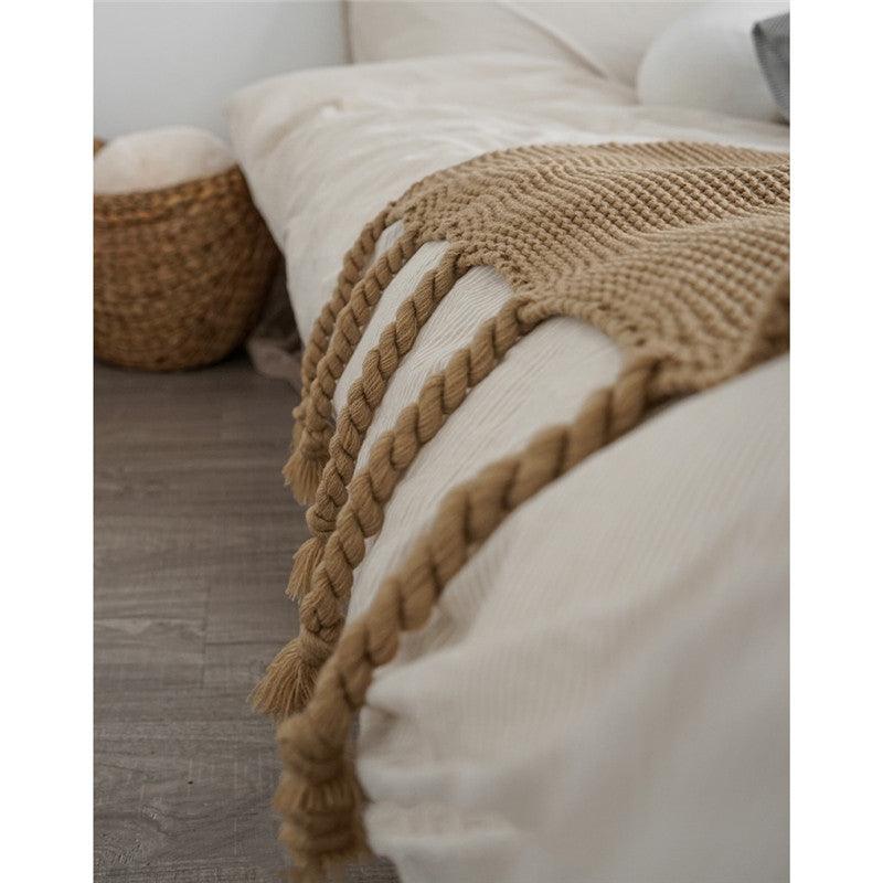 Nordic Simple Woolen Knitted Soft Sofa Blanket Throw  