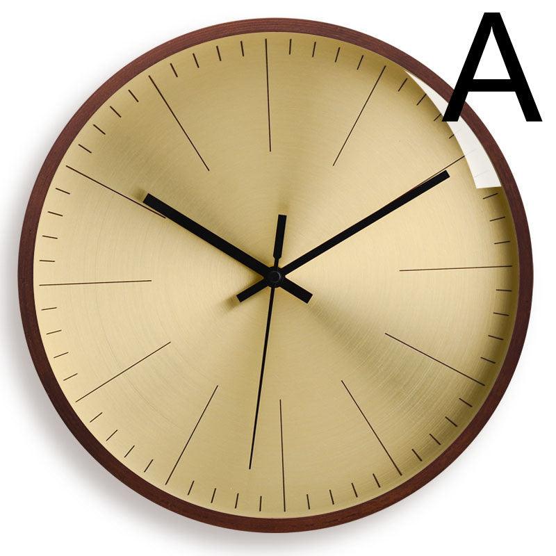 Nordic Solid Wood Wall Clock Wall Clock Mute HomeA 30 cm Gold